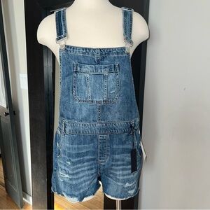NWT BLANKNYC Denim Short Overalls Medium Wash  Size 28